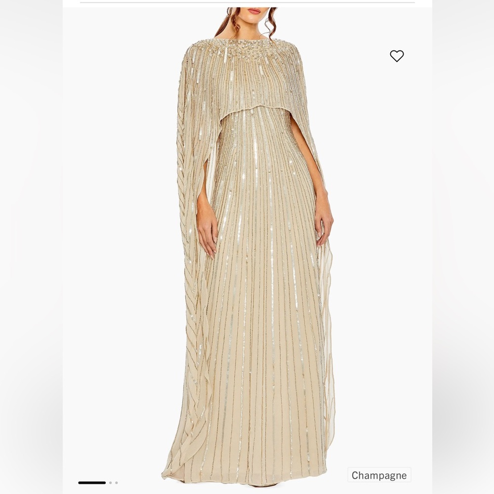 Mac Duggal Sequined Column Cape Gown